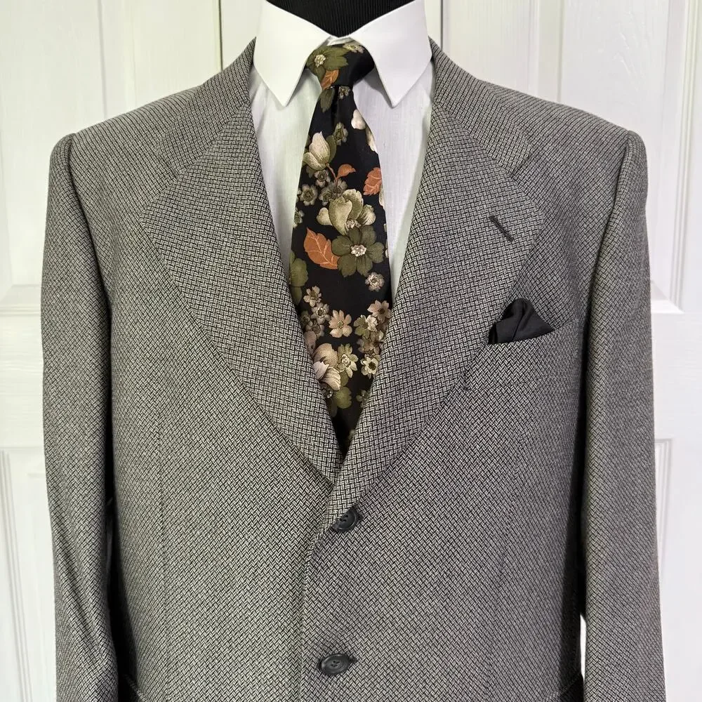 Yves Saint Laurent Men's Chevron 100%Wool Sportscoat Blazer Jacket Size 43R